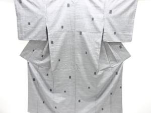 枡模様織出し手織り紬着物